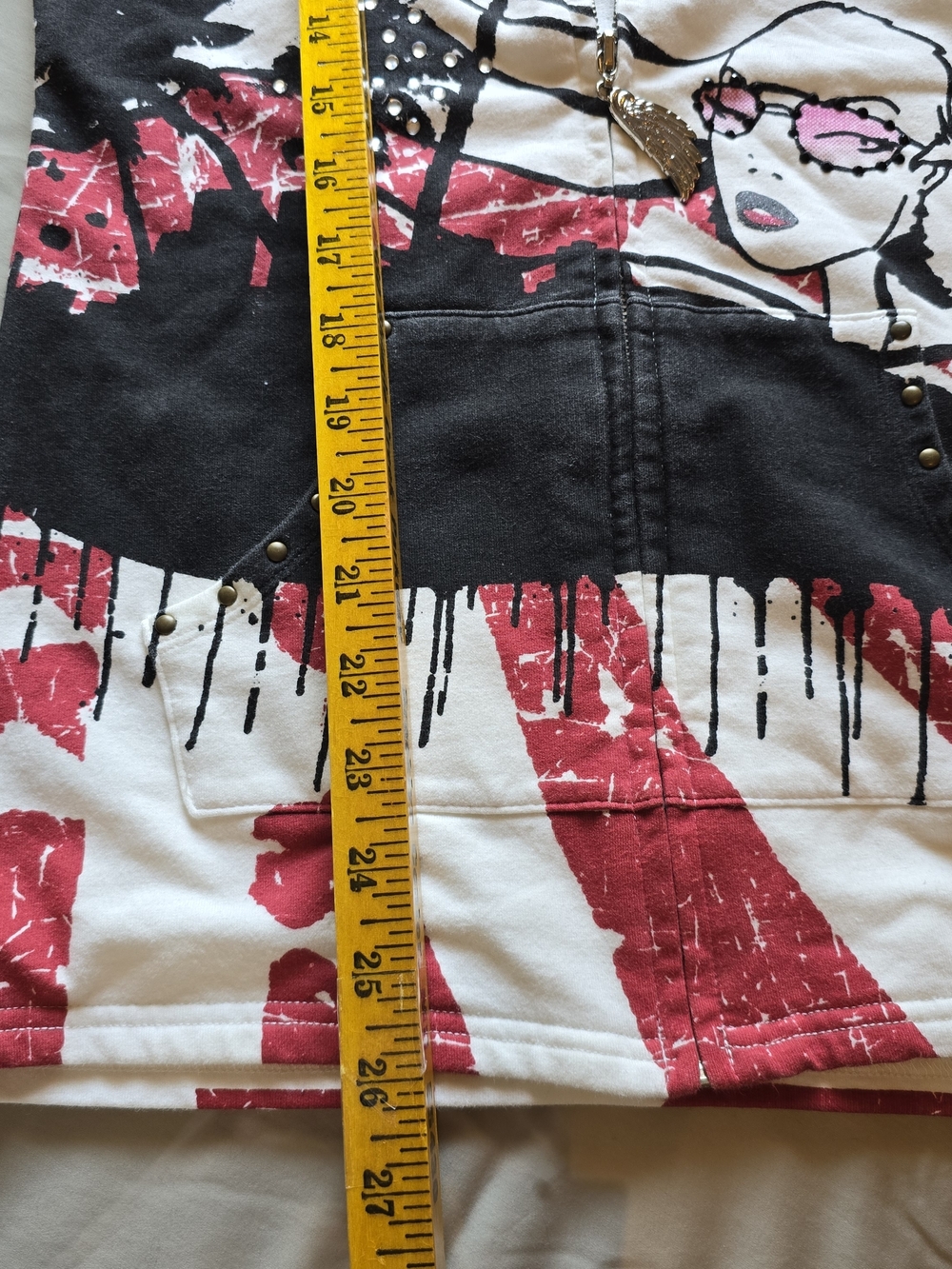 Christian Audigier Crystal Rock Embellished Graphic Zip Hoodie NWT - Picture 11 of 11